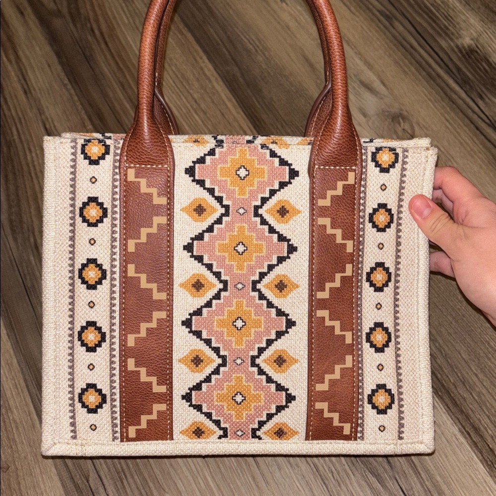 wrangler cream and pink/yellow small tote! - Picture 2 of 7